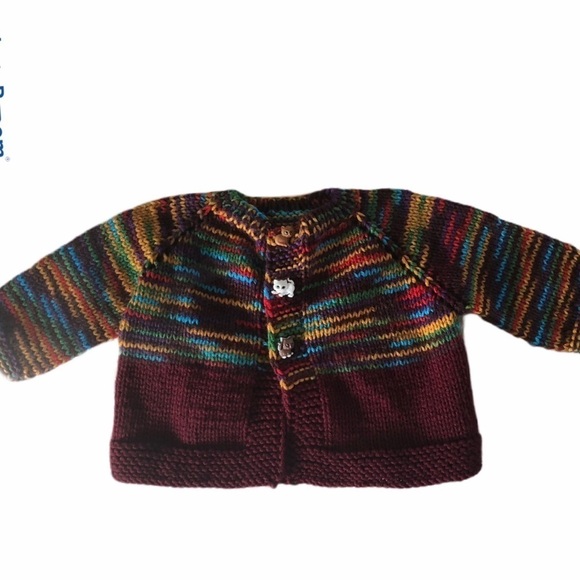 Handmade Knitted Toddler/Baby Cardigan Sweater 18M Grandma Knit Kitty Buttons - Picture 1 of 7